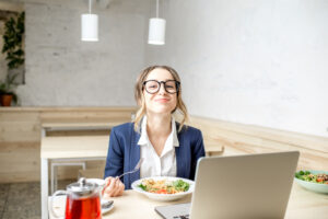 Woman having a business lunch